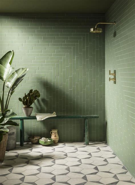 Home Interior Bohemian Oska Jungle Green Matt Porcelain Tiles ...