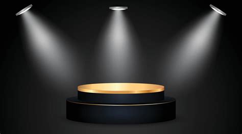 Black podium on light background with spotlights illuminated ...