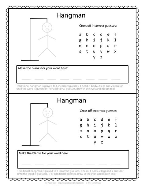 Free Hangman Template | Printable games for kids, Hangman words, Free ...