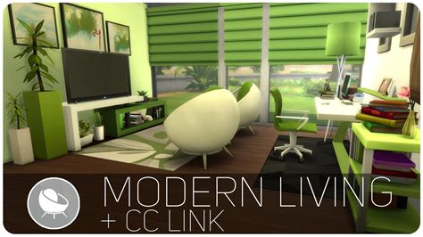 Modern Living Room | The Sims 4 Build (CC Link Included) - YouTube