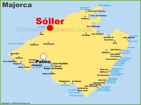 Soller location on the Majorca map