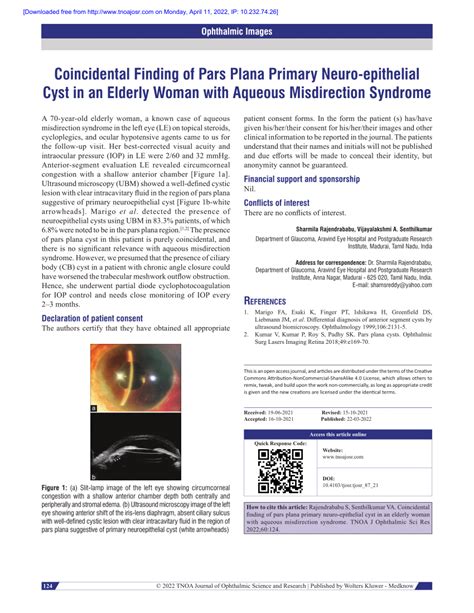 (PDF) Coincidental finding of pars plana primary neuro-epithelial cyst ...