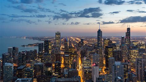 chicago, usa, skyscrapers, night, view from above 4k - Free 4k ...