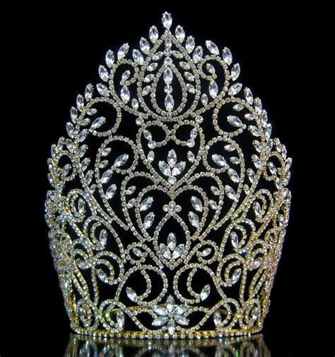 Rhinestone Miss Beauty Queen Pageant Crown Gold Tiara – CrownDesigners