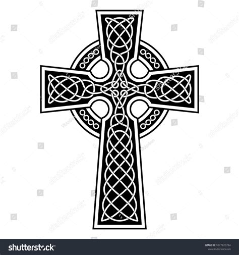 Celtic Cross White Patterns On Black Stock Vector (Royalty Free ...