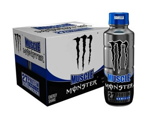 Muscle Monster Energy Protein Shake Drink 15 Oz (Pack of 12) - Vanilla ...