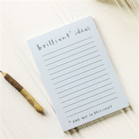 BRILLIANT IDEAS NOTEPAD | Note pad, Note pad design, Cool stationery