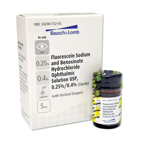 Fluorescein Sodium 0.25% & Benoxinate HCl 0.4% (5mL), Tonometry ...