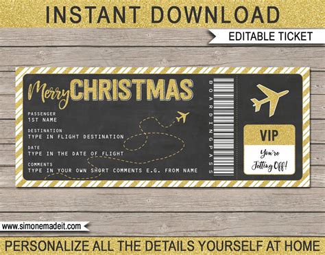 Printable Plane Ticket Gift