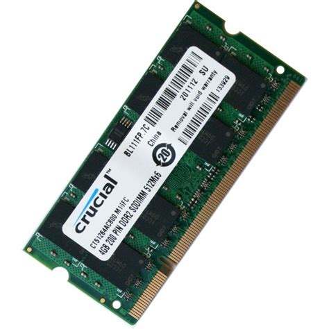 CT51264AC800 CRUCIAL 4GB DDR2 PC2-6400 800MHz SODIMM Notebook Memory