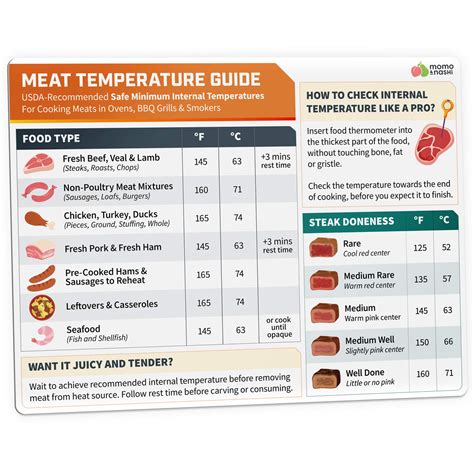 Buy Meat Temperature Chart Magnet - Chicken, Turkey, Beef Steak Cooking ...