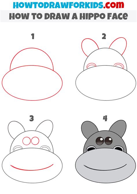 How to Draw a Hippopotamus Face for Kindergarten - Easy Tutorial