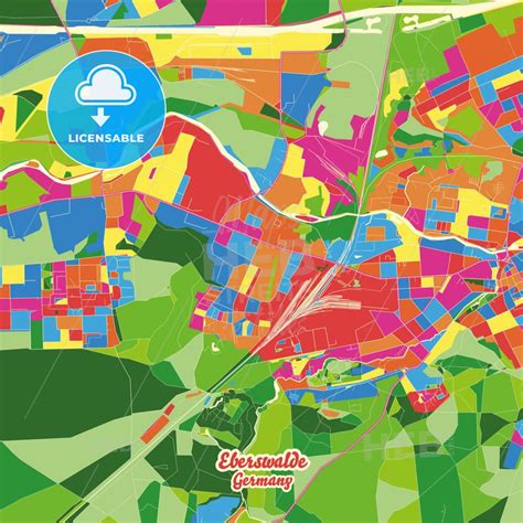 Eberswalde, Brandenburg, Germany city map with crazy colors between red ...