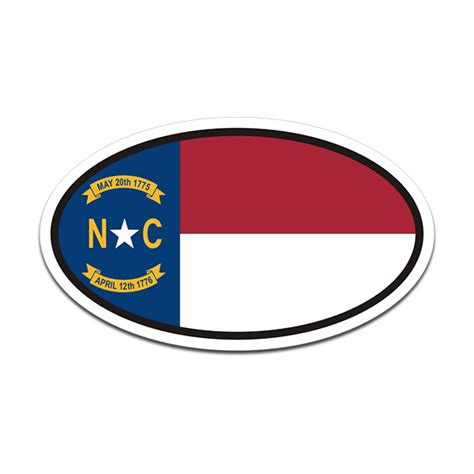 North Carolina Flag Oval Vinyl Sticker Decal Euro Car Truck NC USA ...