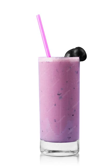 Premium Photo | Glass of blueberry smoothie isolated on white background