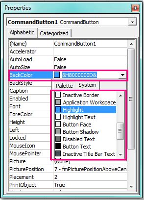 How to change the color of ActiveX Control button in Excel?