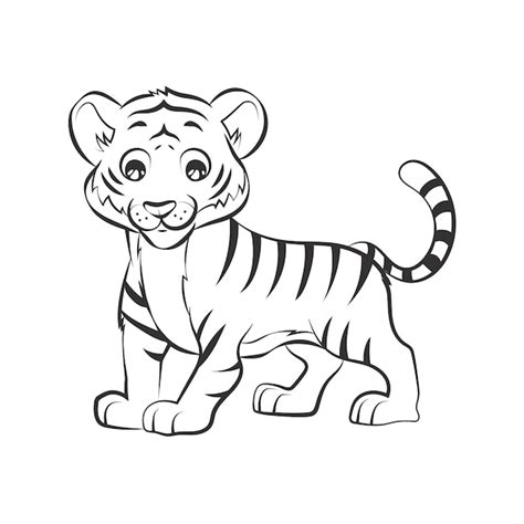 Premium Vector | Hand drawn tiger outline illustration