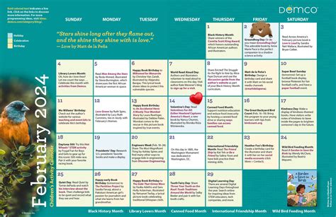 Children’s Activity Calendar: February 2024