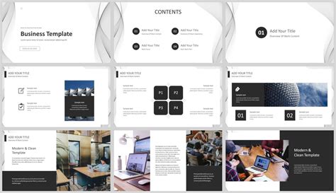 Black & White Business Powerpoint Template - Etsy