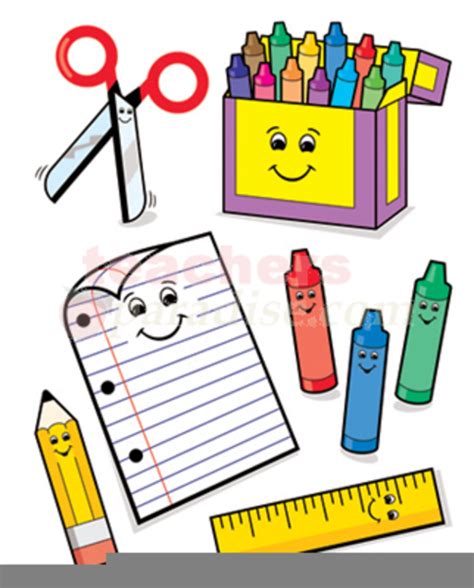 School Supplies Clipart Free Black And White