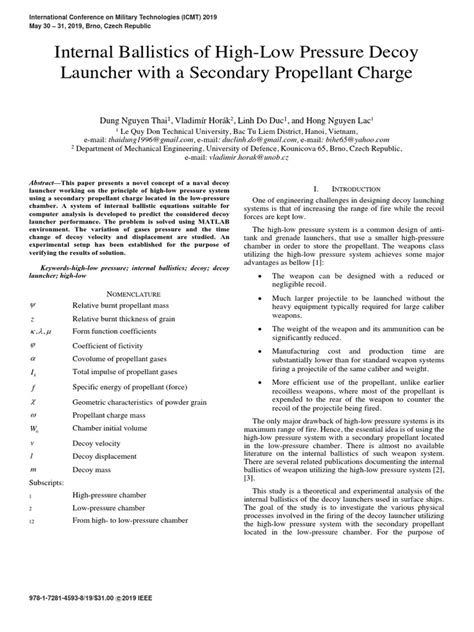 Internal Ballistics of High-Low Pressure Decoy | PDF | Physical ...