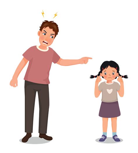 Angry father scolding his little daughter for bad behavior and ...