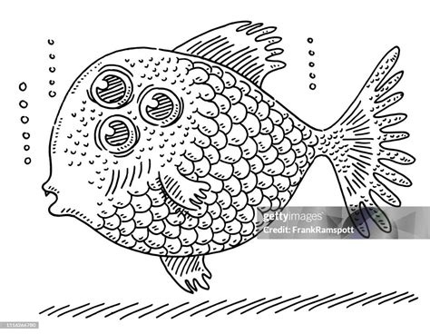 Three Eyed Fish Mutation Animal Drawing High-Res Vector Graphic - Getty ...