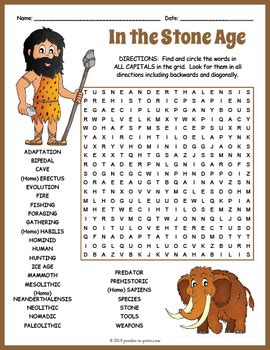 STONE AGE EARLY HUMANS Word Search Puzzle Worksheet Activity | TpT