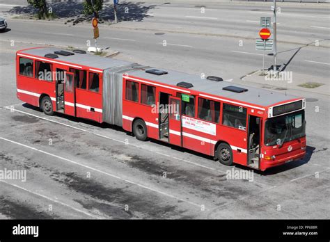 STOCKHOLM - MAY 30: Red Volvo B10L articulated bus on May 30, 2010 in ...