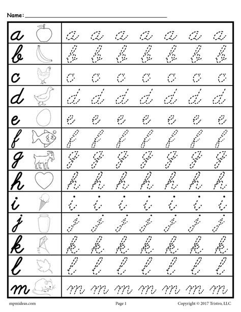 Cursive Letter Tracing Worksheets - Lowercase Letters a-z! – SupplyMe