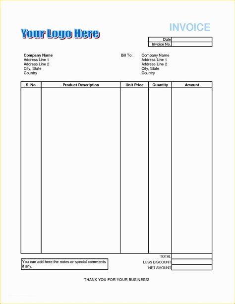 Excel Bill Template Free Of Bill Invoice format Invoice Template Ideas ...