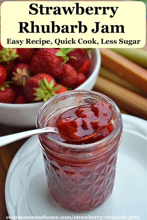 Strawberry Rhubarb Jam (Easy Recipe, Quick Cook, Less Sugar)