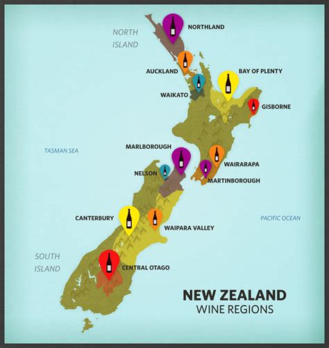 Map of New Zealand wine: wine regions and vineyards of New Zealand