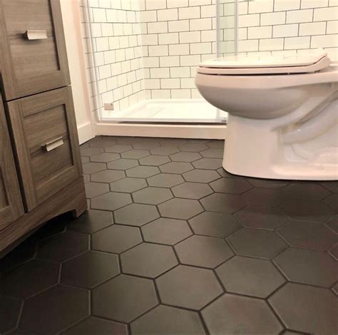 Black hexagon floor tile | Honeycomb tile bathroom floor, Honeycomb ...