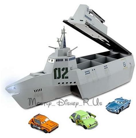 Disney Store Pixar Cars 2 Combat Ship Play Set W/ 3 Diecast Cars ...