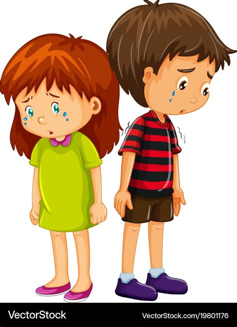 Sad boy and girl crying Royalty Free Vector Image