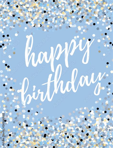 Simple Happy Birthday Vector Card. Delicate Tiny Confetti Rain on a ...