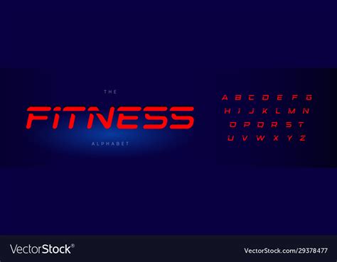 Fitness letters set red modern cut style alphabet Vector Image