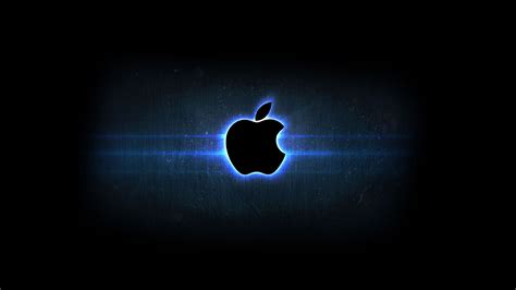 Apple Logo With Light In Blue Black Background HD MacBook Wallpapers ...