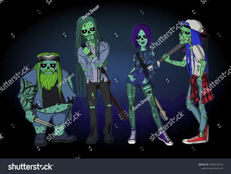 Zombie Rock Band Cartoon Style On Stock Vector (Royalty Free ...