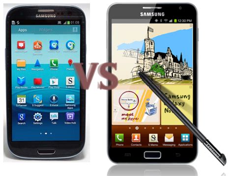 Samsung Galaxy Note vs Samsung Galaxy S III Features Specs Comparison ...