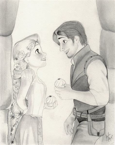 Rapunzel and Flynn (Tangled Graphite Drawing) by julesrizz on ...