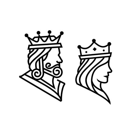 King and Queen head figure line drawing Illustration vector, elegant ...