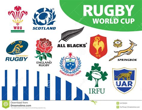 Rugby union world cup team emblems logos editorial stock image ...