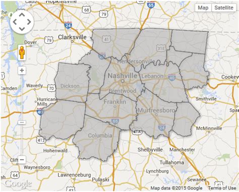 Interactive map of counties in the Nashville MSA