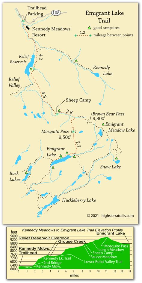 Emigrant Lake Trail and Map