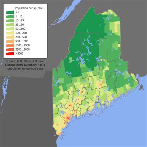 Maine Population Density Map | Draw A Topographic Map