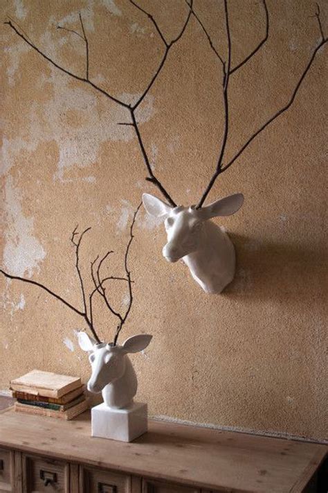 Kalalou Wall Mount Ceramic Deer Head White Deer Antler Wall Decor ...