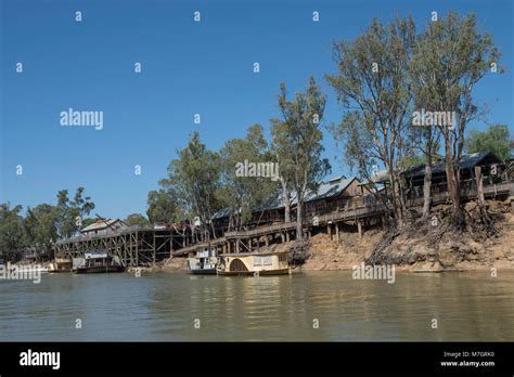 Paddle Steamers moored at the historic Port of Echuca on the Murray ...