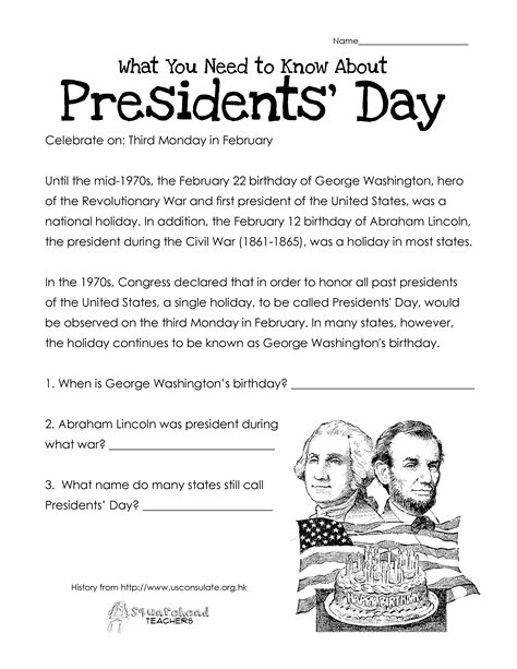 Presidents’ Day (free worksheet) UPDATED | Squarehead Teachers